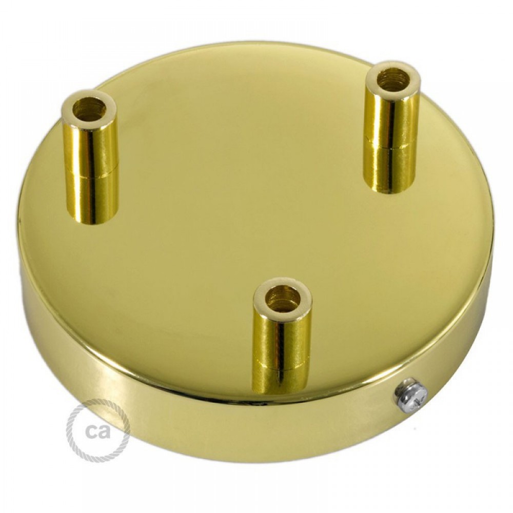 Ροζέτα Πλακέ Μεταλλική Με 3 Τρύπες Και 3 Στηρίγματα Καλωδίου 120mm - Ορειχάλκινο