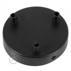 Ροζέτα Πλακέ Μεταλλική Με 3 Τρύπες Και 3 Στηρίγματα Καλωδίου 120mm - Μαύρη