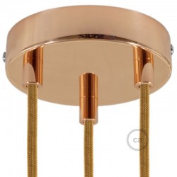 Ροζέτα Πλακέ Μεταλλική Με 3 Τρύπες Και 3 Στηρίγματα Καλωδίου 120mm - Χαλκό (Ροζ-Χρυσό)