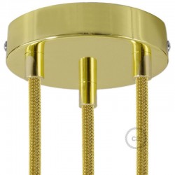 Ροζέτα Πλακέ Μεταλλική Με 3 Τρύπες Και 3 Στηρίγματα Καλωδίου 120mm - Ορειχάλκινο