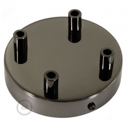 Ροζέτα Πλακέ Μεταλλική Με 4 Τρύπες Και 4 Στηρίγματα Καλωδίου 120mm - Ανθρακί