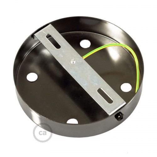 Ροζέτα Πλακέ Μεταλλική Με 4 Τρύπες Και 4 Στηρίγματα Καλωδίου 120mm - Ανθρακί