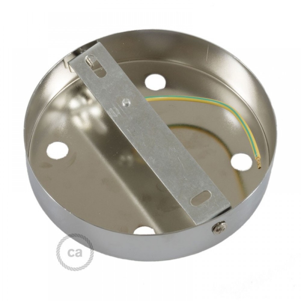 Ροζέτα Πλακέ Μεταλλική Με 4 Τρύπες Και 4 Στηρίγματα Καλωδίου 120mm - Χρώμιο