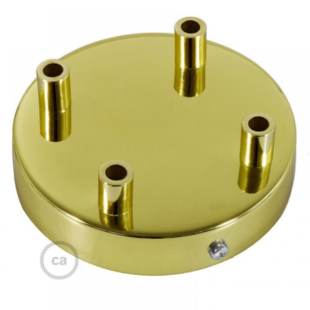 Ροζέτα Πλακέ Μεταλλική Με 4 Τρύπες Και 4 Στηρίγματα Καλωδίου 120mm - Ορειχάλκινο