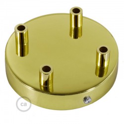 Ροζέτα Πλακέ Μεταλλική Με 4 Τρύπες Και 4 Στηρίγματα Καλωδίου 120mm - Ορειχάλκινο