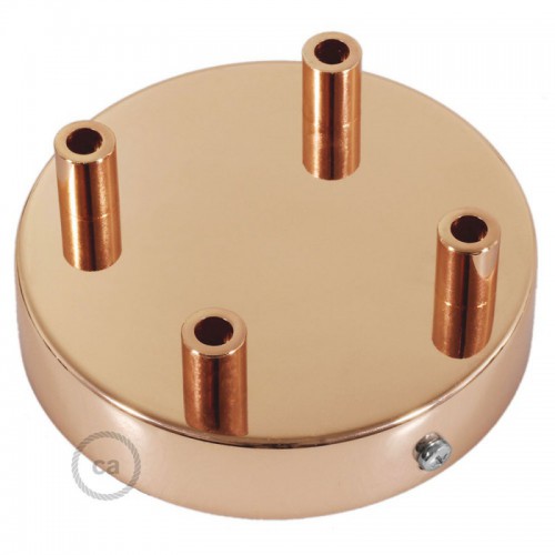 Ροζέτα Πλακέ Μεταλλική Με 4 Τρύπες Και 4 Στηρίγματα Καλωδίου 120mm - Χαλκό (Ροζ-Χρυσό)
