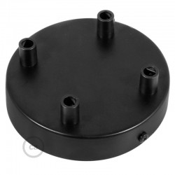 Ροζέτα Πλακέ Μεταλλική Με 4 Τρύπες Και 4 Στηρίγματα Καλωδίου 120mm - Μαύρη