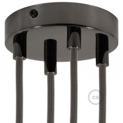 Ροζέτα Πλακέ Μεταλλική Με 4 Τρύπες Και 4 Στηρίγματα Καλωδίου 120mm - Ανθρακί