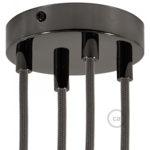 Ροζέτα Πλακέ Μεταλλική Με 4 Τρύπες Και 4 Στηρίγματα Καλωδίου 120mm - Ανθρακί