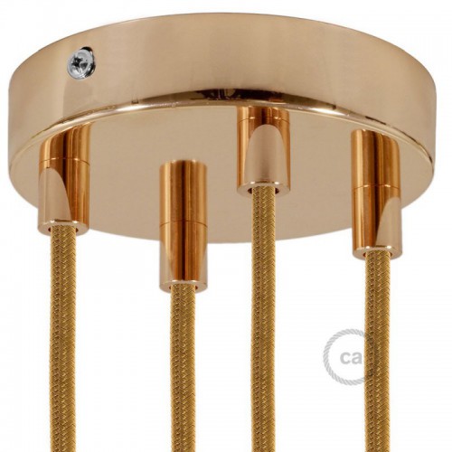 Ροζέτα Πλακέ Μεταλλική Με 4 Τρύπες Και 4 Στηρίγματα Καλωδίου 120mm - Χαλκό (Ροζ-Χρυσό)