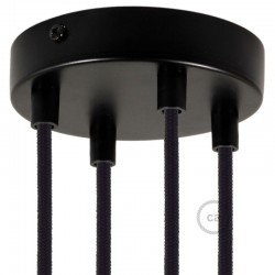 Ροζέτα Πλακέ Μεταλλική Με 4 Τρύπες Και 4 Στηρίγματα Καλωδίου 120mm - Μαύρη