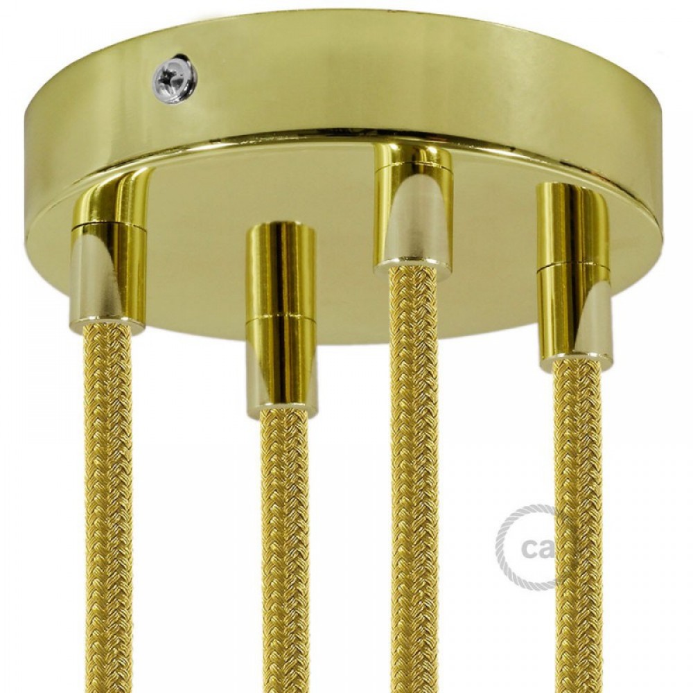 Ροζέτα Πλακέ Μεταλλική Με 4 Τρύπες Και 4 Στηρίγματα Καλωδίου 120mm - Ορειχάλκινο