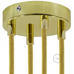 Ροζέτα Πλακέ Μεταλλική Με 4 Τρύπες Και 4 Στηρίγματα Καλωδίου 120mm - Ορειχάλκινο