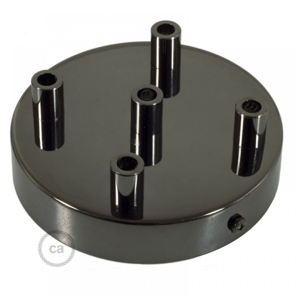 Ροζέτα Πλακέ Μεταλλική Με 5 Τρύπες Και 5 Στηρίγματα Καλωδίου 120mm - Ανθρακί