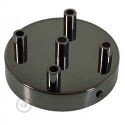 Ροζέτα Πλακέ Μεταλλική Με 5 Τρύπες Και 5 Στηρίγματα Καλωδίου 120mm - Ανθρακί
