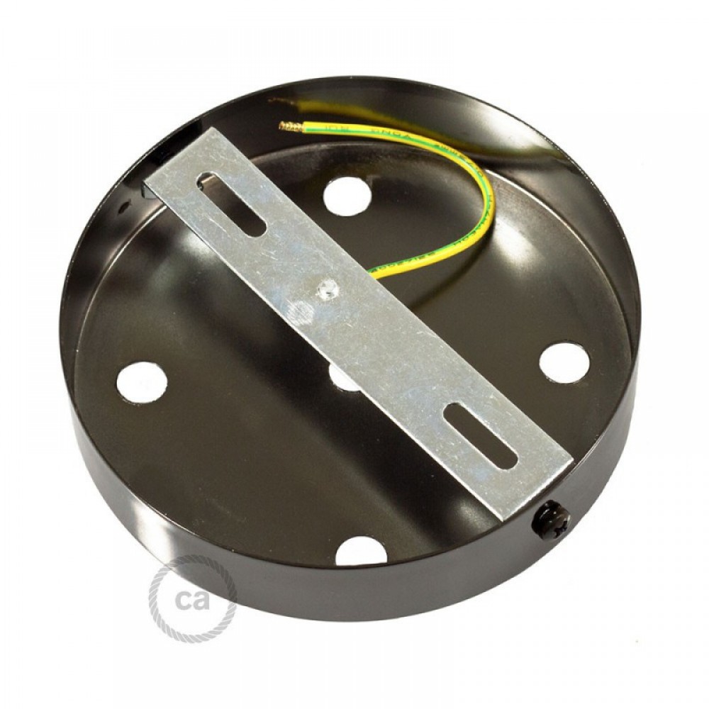 Ροζέτα Πλακέ Μεταλλική Με 5 Τρύπες Και 5 Στηρίγματα Καλωδίου 120mm - Ανθρακί