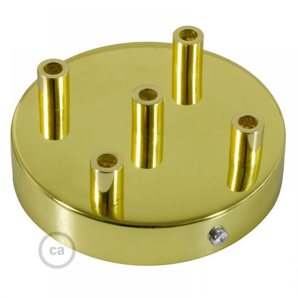 Ροζέτα Πλακέ Μεταλλική Με 5 Τρύπες Και 5 Στηρίγματα Καλωδίου 120mm - Ορειχάλκινο