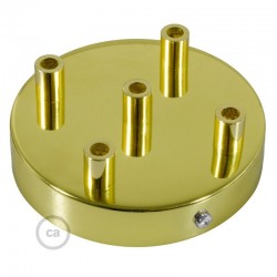 Ροζέτα Πλακέ Μεταλλική Με 5 Τρύπες Και 5 Στηρίγματα Καλωδίου 120mm - Ορειχάλκινο