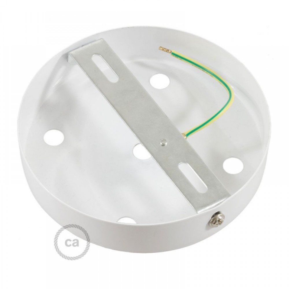 Ροζέτα Πλακέ Μεταλλική Με 5 Τρύπες Και 5 Στηρίγματα Καλωδίου 120mm - Λευκή