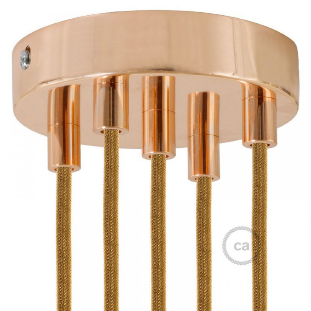 Ροζέτα Πλακέ Μεταλλική Με 5 Τρύπες Και 5 Στηρίγματα Καλωδίου 120mm - Χαλκό (Ροζ-Χρυσό)