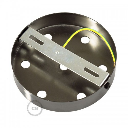 Ροζέτα Πλακέ Μεταλλική Με 7 Τρύπες Και 7 Στηρίγματα Καλωδίου 120mm - Ανθρακί