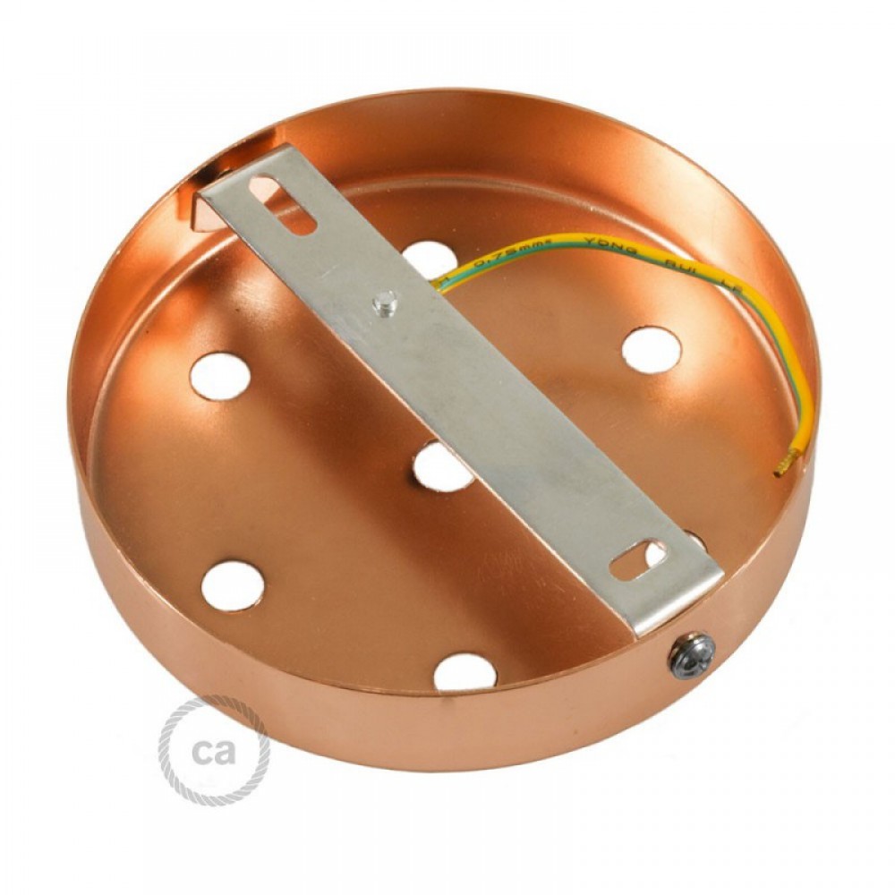 Ροζέτα Πλακέ Μεταλλική Με 7 Τρύπες Και 7 Στηρίγματα Καλωδίου 120mm - Χαλκού (Ροζ- Χρυσό)