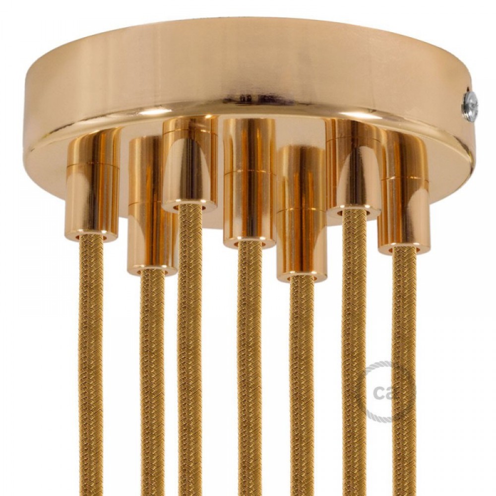 Ροζέτα Πλακέ Μεταλλική Με 7 Τρύπες Και 7 Στηρίγματα Καλωδίου 120mm - Χαλκού (Ροζ- Χρυσό)