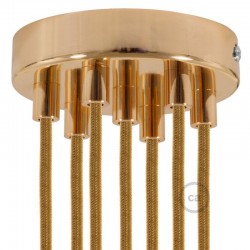 Ροζέτα Πλακέ Μεταλλική Με 7 Τρύπες Και 7 Στηρίγματα Καλωδίου 120mm - Χαλκού (Ροζ- Χρυσό)