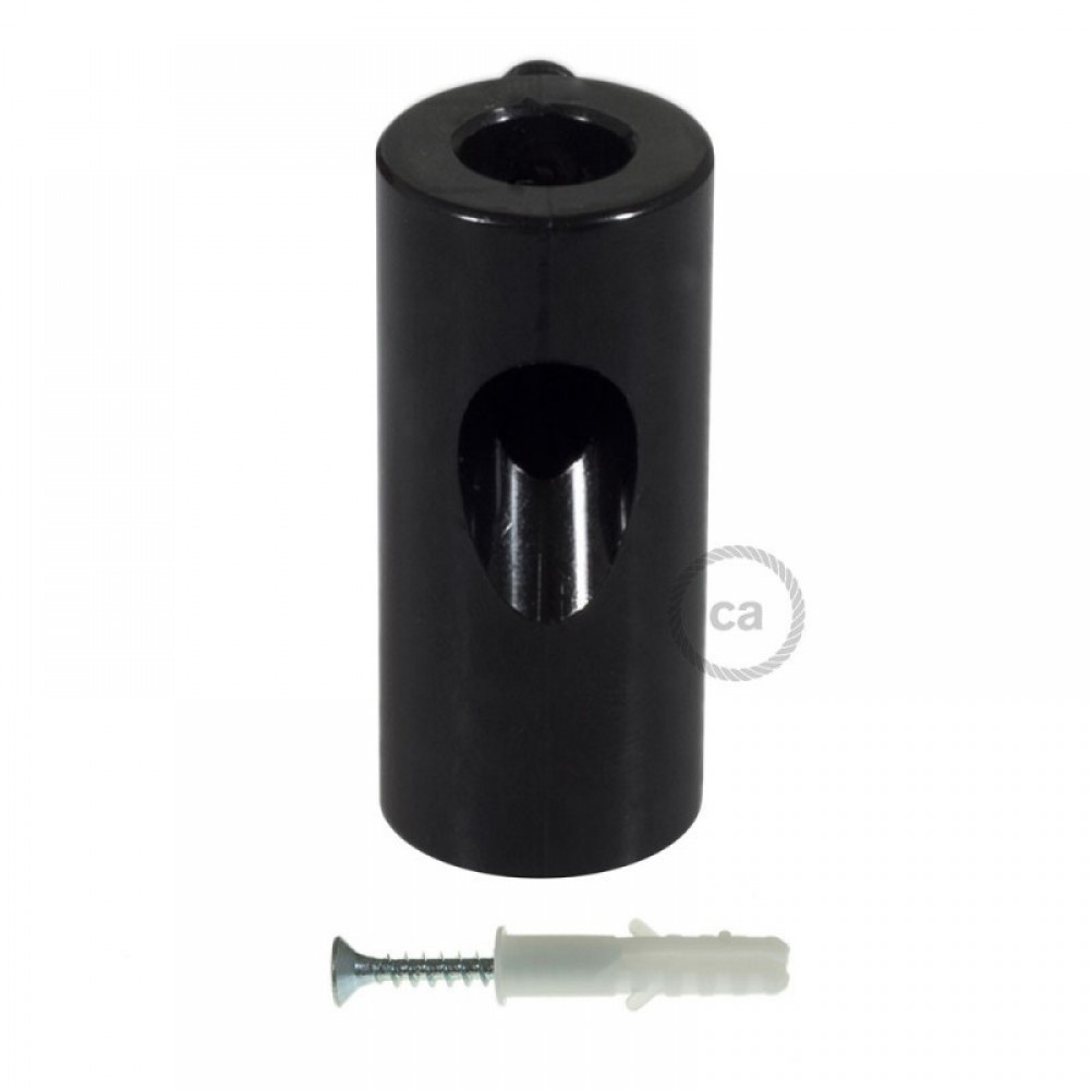 Στήριγμα Καλωδίου Μαύρο Με Γάντζο Και Στοπ Για Υφασμάτινο Καλώδιο