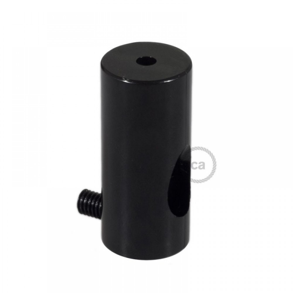 Στήριγμα Καλωδίου Μαύρο Με Γάντζο Και Στοπ Για Υφασμάτινο Καλώδιο