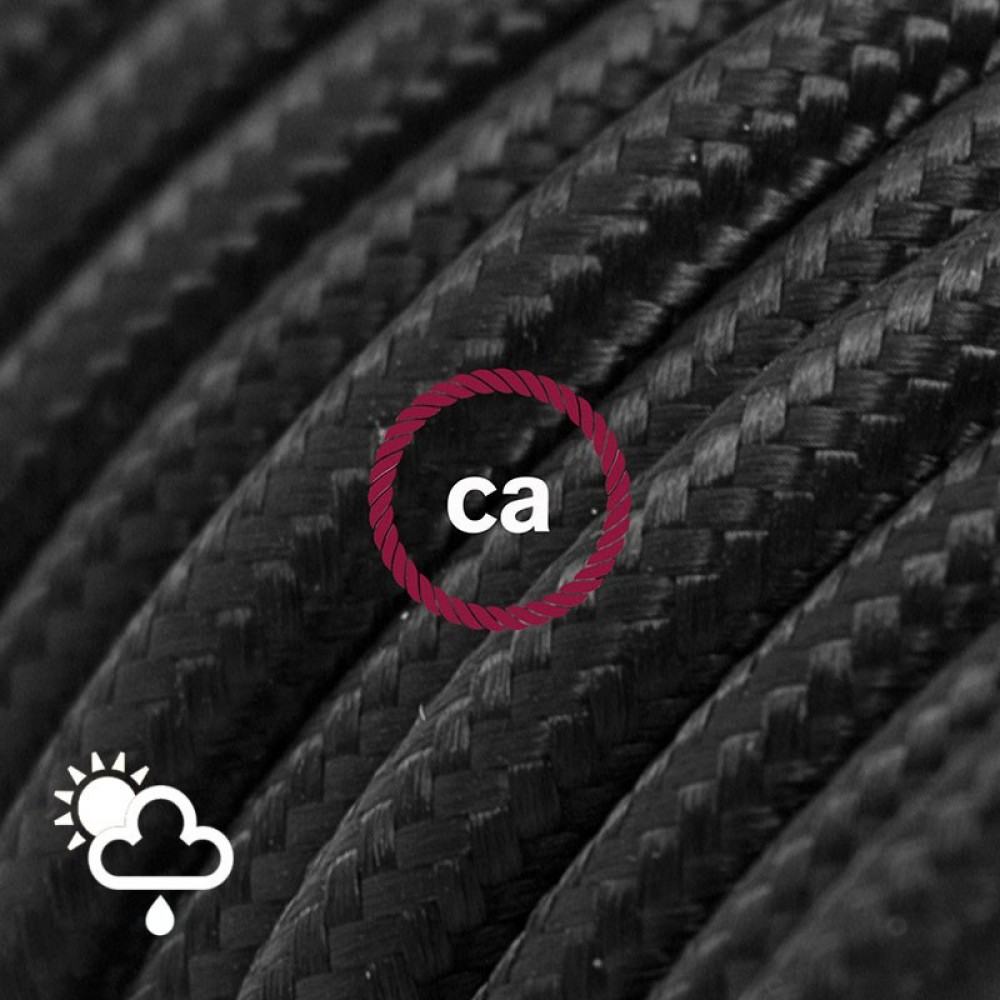 Στρογγυλό Υφασμάτινο Καλώδιο Εξωτερικής Χρήσης SM04 - Μαύρο Creative-Cables