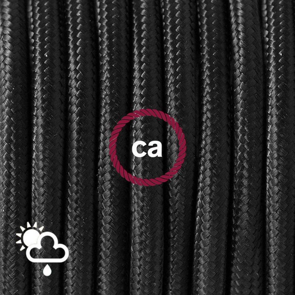 Στρογγυλό Υφασμάτινο Καλώδιο Εξωτερικής Χρήσης SM04 - Μαύρο Creative-Cables