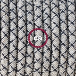 Υφασμάτινο Καλώδιο "Lozenge" Μπεζ Λινό και Ανθρακί Βαμβάκι