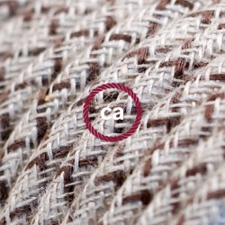 Υφασμάτινο Καλώδιο "Lozenge"  Μπεζ Λινό και Καφέ Βαμβάκι