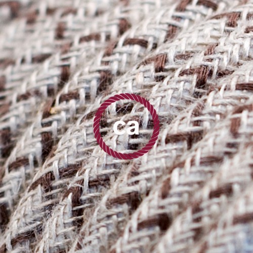 Υφασμάτινο Καλώδιο "Lozenge"  Μπεζ Λινό και Καφέ Βαμβάκι