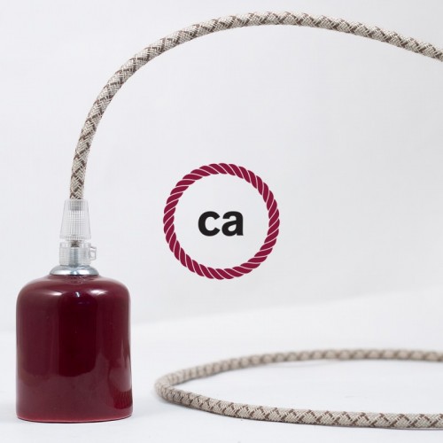 Υφασμάτινο Καλώδιο "Lozenge"  Μπεζ Λινό και Καφέ Βαμβάκι