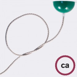 Υφασμάτινο Καλώδιο "Lozenge"  Μπεζ Λινό και Καφέ Βαμβάκι