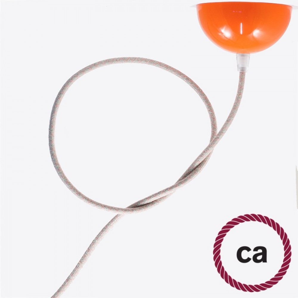 Υφασμάτινο Καλώδιο "Lozenge" Μπεζ Λινό και Ροζ Βαμβάκι