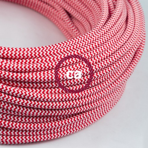 Υφασμάτινο Καλώδιο Άσπρο - Κόκκινο