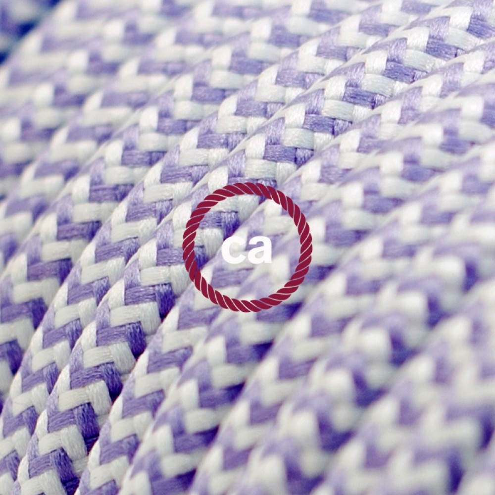 Υφασμάτινο Καλώδιο Άσπρο - Λιλά