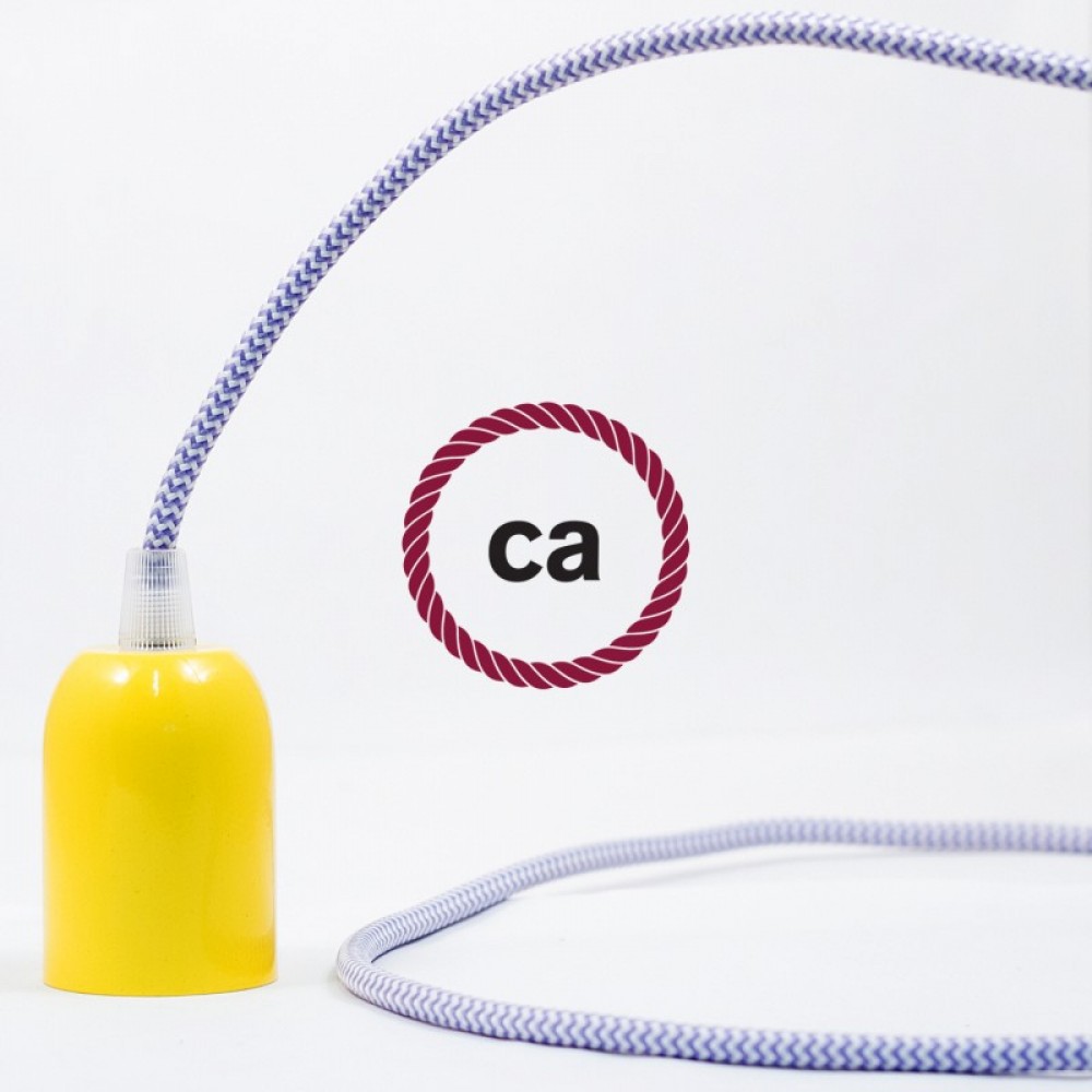 Υφασμάτινο Καλώδιο Άσπρο - Λιλά