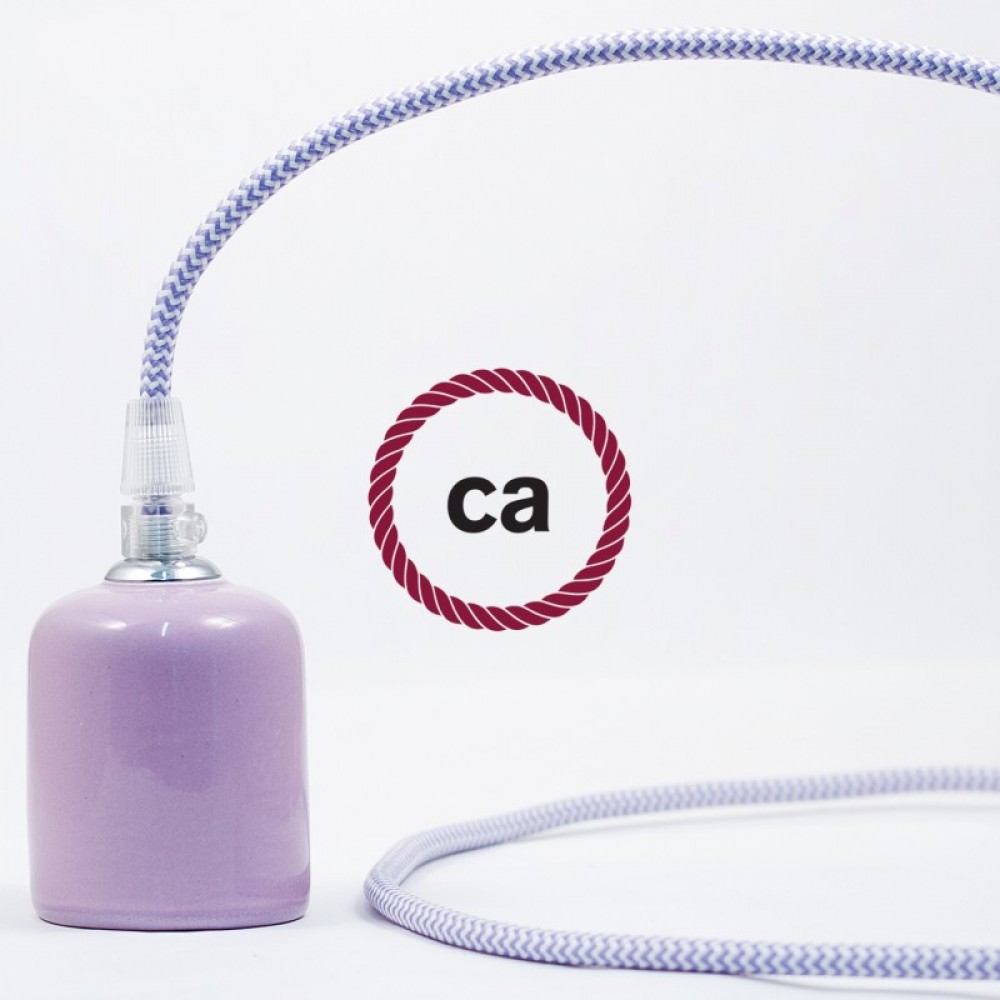 Υφασμάτινο Καλώδιο Άσπρο - Λιλά