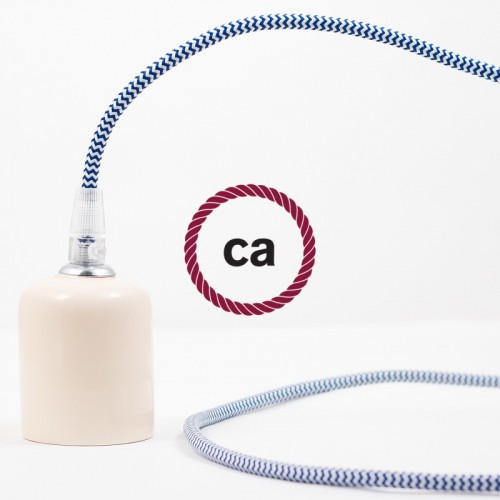 Υφασμάτινο Καλώδιο Άσπρο - Μπλε