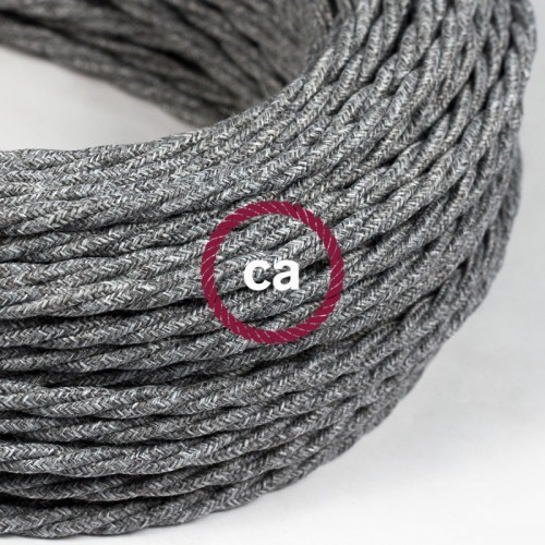 Υφασμάτινο Καλώδιο Γκρι Μάλλινο Στριφτό