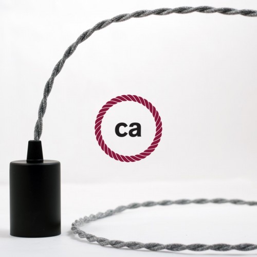 Υφασμάτινο Καλώδιο Γκρι Μάλλινο Στριφτό