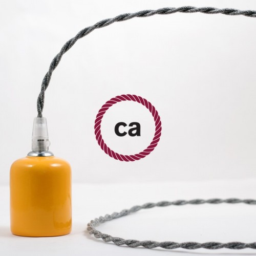 Υφασμάτινο Καλώδιο Γκρι Μάλλινο Στριφτό