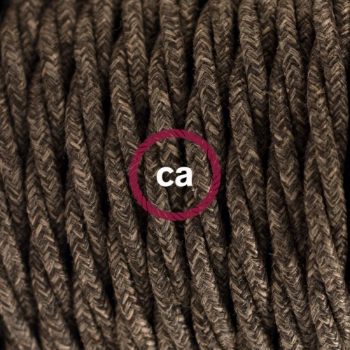 Υφασμάτινο Καλώδιο Καφέ Μάλλινο Στριφτό