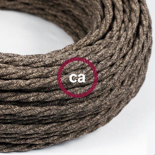 Υφασμάτινο Καλώδιο Καφέ Μάλλινο Στριφτό