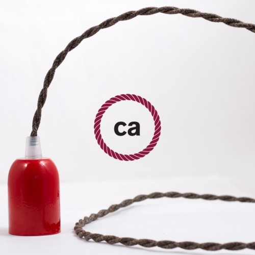 Υφασμάτινο Καλώδιο Καφέ Μάλλινο Στριφτό