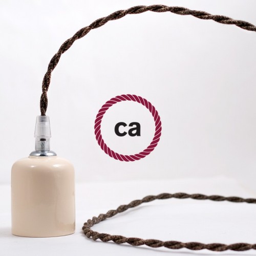 Υφασμάτινο Καλώδιο Καφέ Μάλλινο Στριφτό